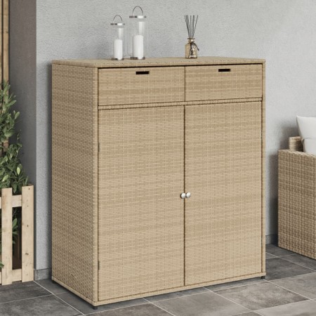 vidaXL Gartenschrank Beige 105x55x113 cm Poly Rattan
