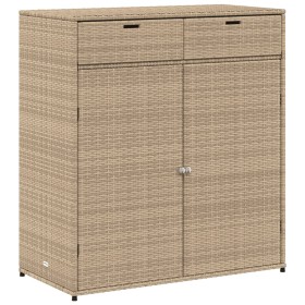 vidaXL Gartenschrank Beige 105x55x113 cm Poly Rattan