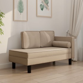 vidaXL Chaiselongue mit Kissen und Nackenrolle Cappuccino Kunstleder