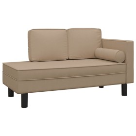 vidaXL Chaiselongue mit Kissen und Nackenrolle Cappuccino Kunstleder