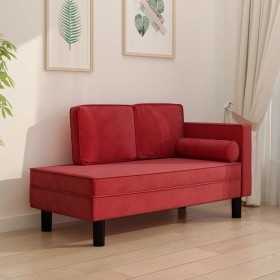 vidaXL Chaiselongue mit Kissen und Nackenrolle Weinrot Samt