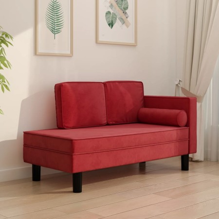 vidaXL Chaiselongue mit Kissen und Nackenrolle Weinrot Samt