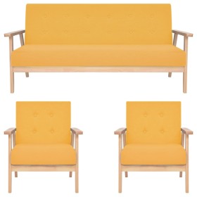 vidaXL 3-tlg. Sofagarnitur Stoff Gelb