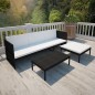 vidaXL 3-tlg. Garten-Lounge-Set mit Auflagen Poly Rattan Schwarz vidaXL 3-tlg. Garten-Lounge-Set mit Auflagen Poly Rattan Schwarz