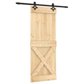 vidaXL Schiebetür mit Beschlag 80x210 cm Massivholz Kiefer