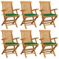 vidaXL Gartenstühle mit Grünen Kissen 6 Stk. Massivholz Teak vidaXL Gartenstühle mit Grünen Kissen 6 Stk. Massivholz Teak