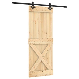 vidaXL Schiebetür mit Beschlag 80x210 cm Massivholz Kiefer