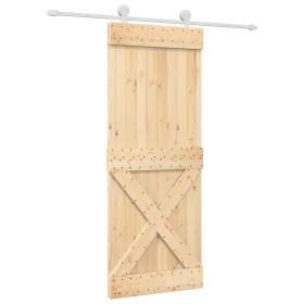 vidaXL Schiebetür mit Beschlag 80x210 cm Massivholz Kiefer