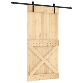 vidaXL Schiebetür mit Beschlag 100x210 cm Massivholz Kiefer