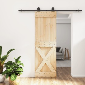 vidaXL Schiebetür mit Beschlag 70x210 cm Massivholz Kiefer