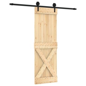 vidaXL Schiebetür mit Beschlag 70x210 cm Massivholz Kiefer