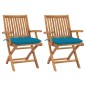 Gartenstühle 2 Stk. mit Hellblauen Kissen Massivholz Teak Gartenstühle 2 Stk. mit Hellblauen Kissen Massivholz Teak