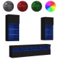vidaXL 5-tlg. Wohnwand mit LED-Beleuchtung Schwarz Holzwerkstoff vidaXL 5-tlg. Wohnwand mit LED-Beleuchtung Schwarz Holzwerkstoff