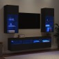 vidaXL 5-tlg. Wohnwand mit LED-Beleuchtung Schwarz Holzwerkstoff vidaXL 5-tlg. Wohnwand mit LED-Beleuchtung Schwarz Holzwerkstoff