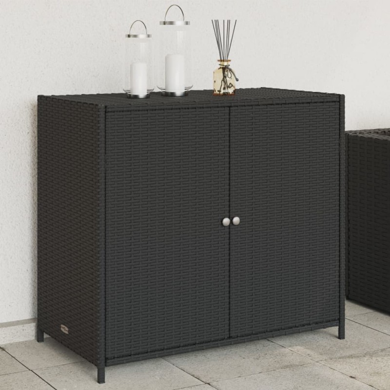 vidaXL Gartenschrank Schwarz 83x45x76 cm Poly Rattan vidaXL Gartenschrank Schwarz 83x45x76 cm Poly Rattan