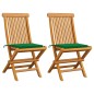 Gartenstühle mit Grünen Kissen 2 Stk. Massivholz Teak Gartenstühle mit Grünen Kissen 2 Stk. Massivholz Teak