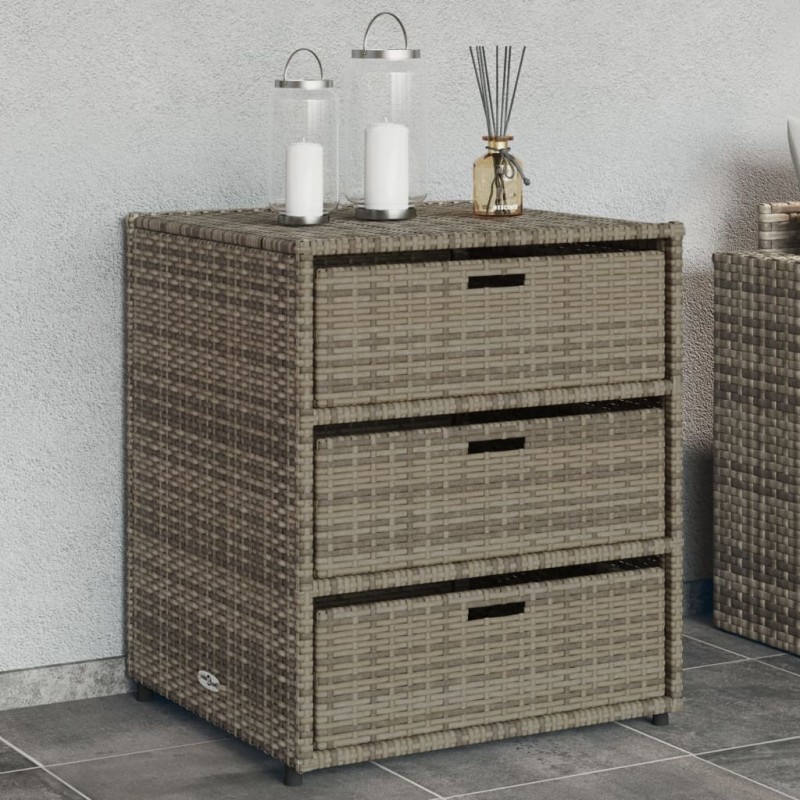 vidaXL Gartenschrank Grau 55x59x69 cm Poly Rattan vidaXL Gartenschrank Grau 55x59x69 cm Poly Rattan