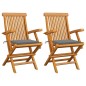 vidaXL Gartenstühle mit Grauen Kissen 2 Stk. Massivholz Teak vidaXL Gartenstühle mit Grauen Kissen 2 Stk. Massivholz Teak