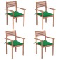 vidaXL Gartenstühle 4 Stk. mit Grünen Kissen Massivholz Teak vidaXL Gartenstühle 4 Stk. mit Grünen Kissen Massivholz Teak