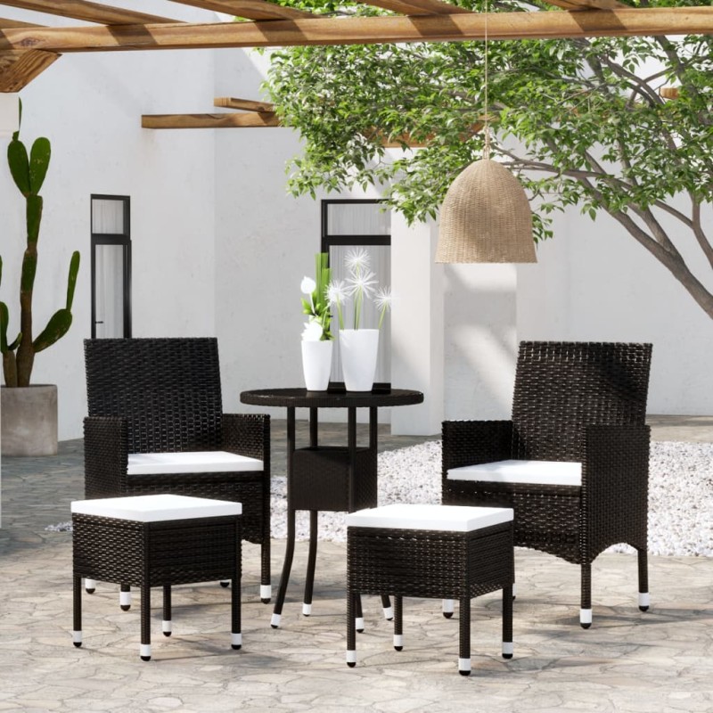 vidaXL 5-tlg. Garten-Lounge-Set Poly Rattan Schwarz vidaXL 5-tlg. Garten-Lounge-Set Poly Rattan Schwarz