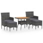 vidaXL 5-tlg. Garten-Essgruppe Poly Rattan & Massivholz Akazie Grau vidaXL 5-tlg. Garten-Essgruppe Poly Rattan & Massivholz Akazie Grau