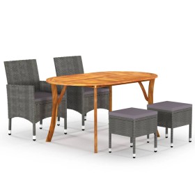 vidaXL 5-tlg. Garten-Essgruppe Grau