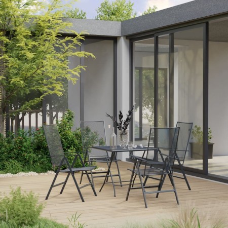 vidaXL 5-tlg. Garten-Essgruppe Stahl Anthrazit