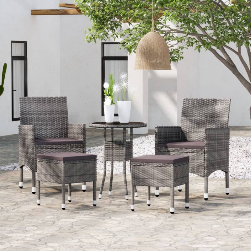 vidaXL 5-tlg. Garten-Lounge-Set Poly Rattan Grau vidaXL 5-tlg. Garten-Lounge-Set Poly Rattan Grau