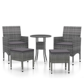 vidaXL 5-tlg. Garten-Lounge-Set Poly Rattan Grau