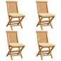 Gartenstühle mit Cremeweißen Kissen 4 Stk. Massivholz Teak Gartenstühle mit Cremeweißen Kissen 4 Stk. Massivholz Teak
