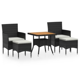 vidaXL 5-tlg. Garten-Essgruppe Poly Rattan & Massivholz Akazie Schwarz