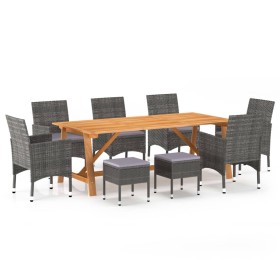 vidaXL 9-tlg. Garten-Essgruppe Grau