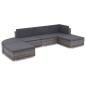 vidaXL 6-tlg. Garten-Lounge-Set mit Kissen Poly Rattan Grau vidaXL 6-tlg. Garten-Lounge-Set mit Kissen Poly Rattan Grau
