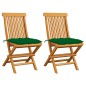 Gartenstühle mit Grünen Kissen 2 Stk. Massivholz Teak Gartenstühle mit Grünen Kissen 2 Stk. Massivholz Teak