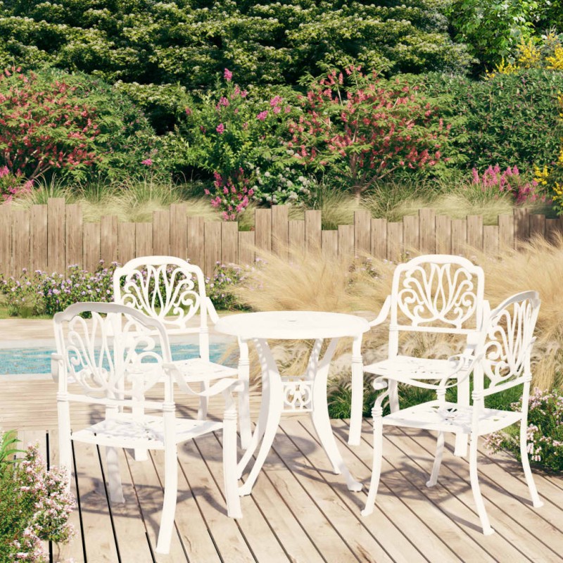 vidaXL 5-tlg. Bistro-Set Aluminiumguss Weiß vidaXL 5-tlg. Bistro-Set Aluminiumguss Weiß