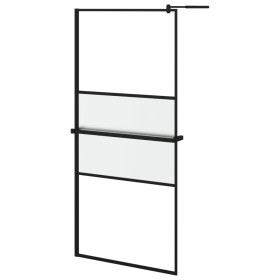 vidaXL Duschwand mit Ablage für Walk-In-Dusche Schwarz 100x195 cm ESG