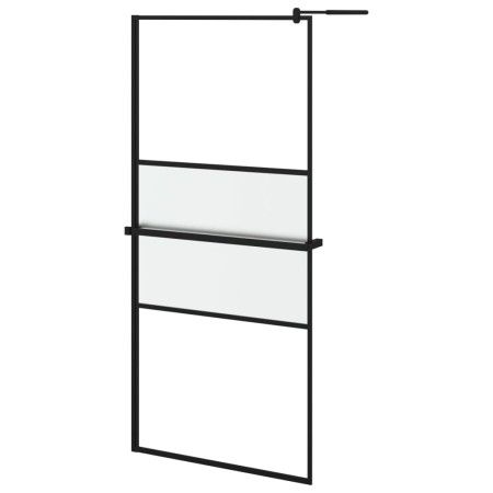 vidaXL Duschwand mit Ablage für Walk-In-Dusche Schwarz 100x195 cm ESG