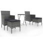 vidaXL 5-tlg. Garten-Bistro-Set Poly Rattan und Hartglas Grau vidaXL 5-tlg. Garten-Bistro-Set Poly Rattan und Hartglas Grau