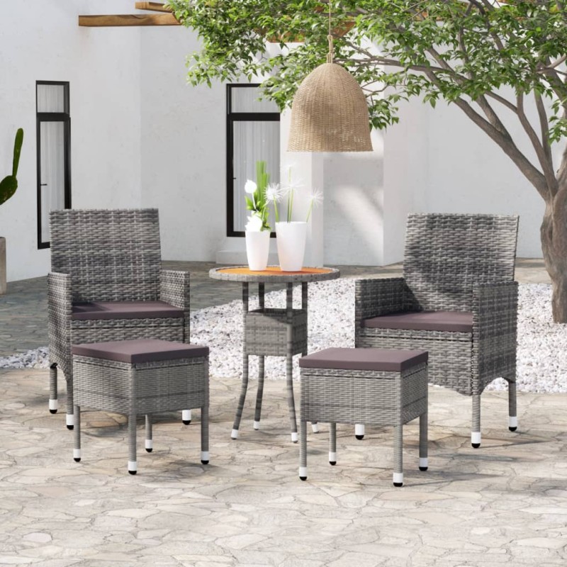 vidaXL 5-tlg. Garten-Lounge-Set Poly Rattan Grau vidaXL 5-tlg. Garten-Lounge-Set Poly Rattan Grau
