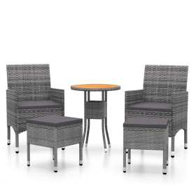 vidaXL 5-tlg. Garten-Lounge-Set Poly Rattan Grau