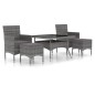 vidaXL 5-tlg. Garten-Essgruppe Poly Rattan und Hartglas Grau vidaXL 5-tlg. Garten-Essgruppe Poly Rattan und Hartglas Grau