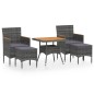 vidaXL 5-tlg. Garten-Essgruppe Poly Rattan & Massivholz Akazie Grau vidaXL 5-tlg. Garten-Essgruppe Poly Rattan & Massivholz Akazie Grau