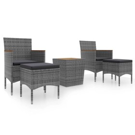 vidaXL 5-tlg. Garten-Bistro-Set Poly Rattan & Massivholz Akazie Grau