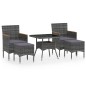 vidaXL 5-tlg. Garten-Essgruppe Poly Rattan und Hartglas Grau vidaXL 5-tlg. Garten-Essgruppe Poly Rattan und Hartglas Grau