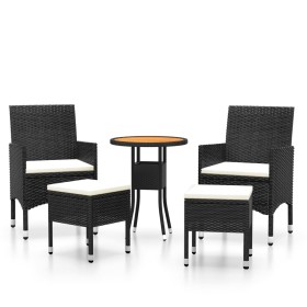 vidaXL 5-tlg. Garten-Lounge-Set Poly Rattan Schwarz