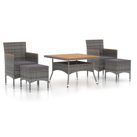vidaXL 5-tlg. Garten-Essgruppe Poly Rattan & Massivholz Akazie Grau
