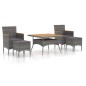 vidaXL 5-tlg. Garten-Essgruppe Poly Rattan & Massivholz Akazie Grau vidaXL 5-tlg. Garten-Essgruppe Poly Rattan & Massivholz Akazie Grau