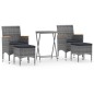 vidaXL 5-tlg. Garten-Bistro-Set Poly Rattan und Hartglas Grau vidaXL 5-tlg. Garten-Bistro-Set Poly Rattan und Hartglas Grau