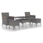 vidaXL 5-tlg. Garten-Essgruppe Poly Rattan und Hartglas Grau vidaXL 5-tlg. Garten-Essgruppe Poly Rattan und Hartglas Grau