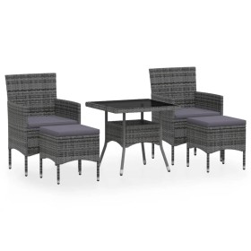 vidaXL 5-tlg. Garten-Essgruppe Poly Rattan und Hartglas Grau